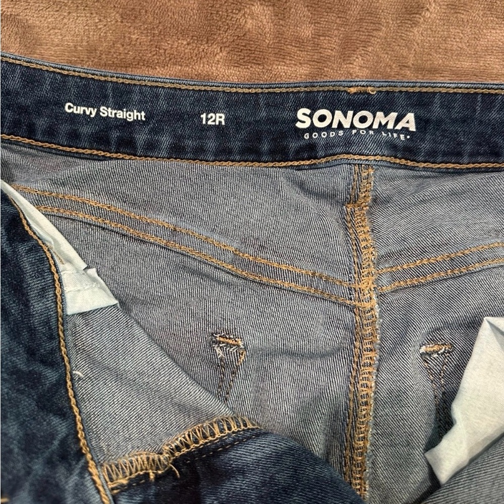 SONOMA Dark Blue Denim Curvy Straight Jeans